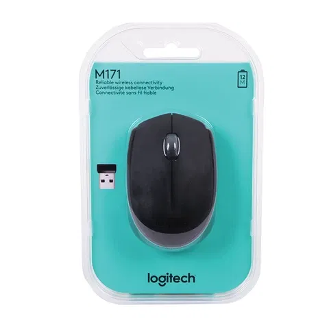 Мышь беспроводная LOGITECH M171, 2 кнопки + 1 колесо-кнопка, оптическая, черная LOGITECH Цена с НДС за 1 штуку