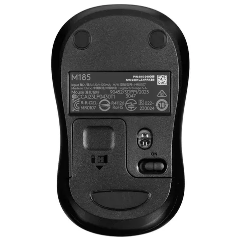 Мышь беспроводная LOGITECH M185, 2 кнопки + 1 колесо-кнопка, оптическая, черно-серая LOGITECH Цена с НДС за 1 штуку