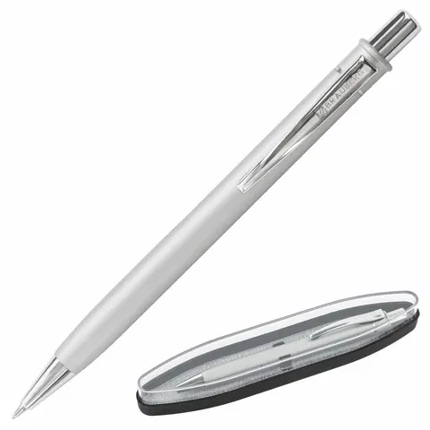 Ручка подарочная шариковая BRAUBERG "Vocale", СИНЯЯ, корпус серебристый с хромированными деталями, линия письма 0,5 мм, 143490 BRAUBERG Цена с НДС