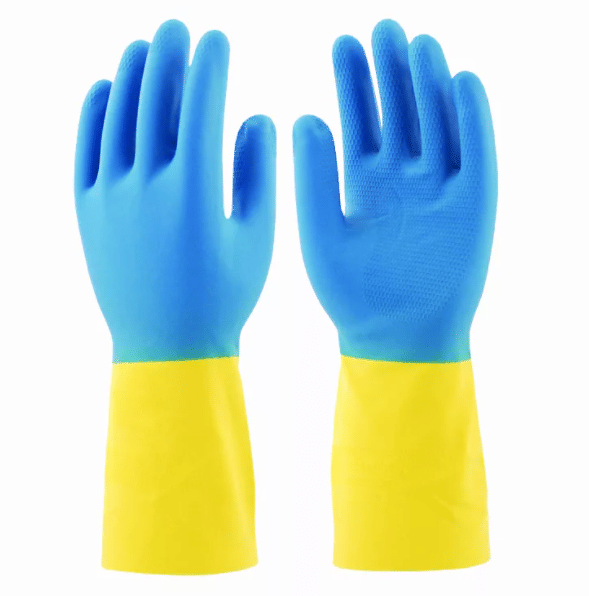 Перчатки латексные БИКОЛОР XL.L,M. S /ЖЕЛТЫЙ+СИНИЙ/ Komfi/144/12 Цена с НДС за 1 пару