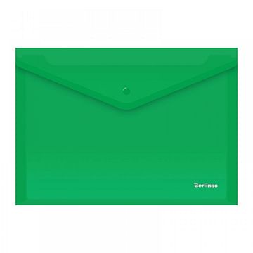 Папка-конверт на кнопке, A4, 180мкм, зеленая Berlingo Цена с НДС за 1 штуку