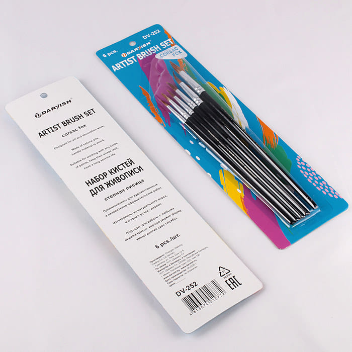 Набор кистей 6 шт (белка №1,2,3,4,5,6), DV-254, РФ Darvish Цена с НДС за 1 штуку