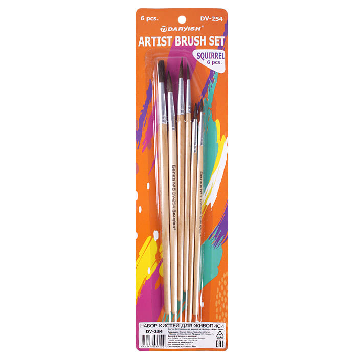 Набор кистей 6 шт СТЕПНАЯ ЛИСИЦА, DV-252 Darvish Цена с НДС за 1 штуку