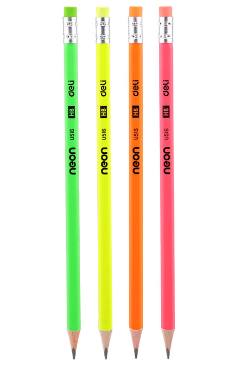 Карандаш простой чернографитный НВ дерево190мм Neon c ластиком DELI Цена с НДС