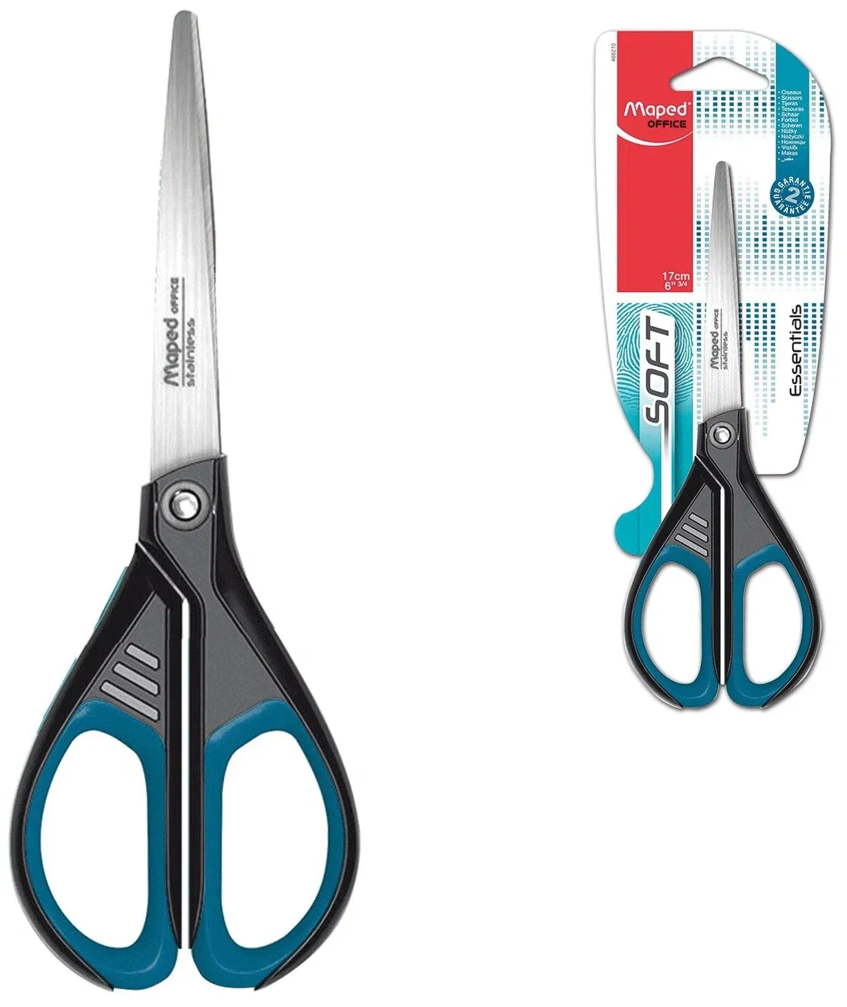 Ножницы канцелярские MAPED Essentials Soft, 17 см, Франция MAPED Цена с НДС за 1 штуку