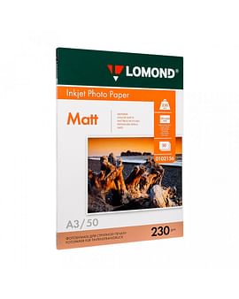 Фотобумага МАТОВАЯ для струйной фотопечати односторон. пл 230, формат А4, 25 листов LOMOND Цена с НДС за упаковку 25 листов