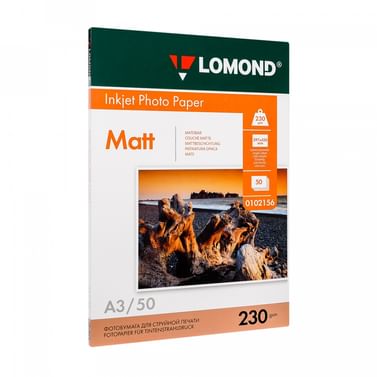 Фотобумага МАТОВАЯ для струйной фотопечати односторон. пл 230, формат А4, 25 листов LOMOND Цена с НДС за упаковку 25 листов