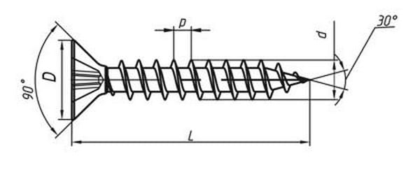 Саморезы 3,0*50 универсальные (ТУ BY 400024166.007-2008), ЖЕЛТЫЙ ЦИНК, (1000/уп) РМЗ Цена с НДС за упаковку 1000 штук