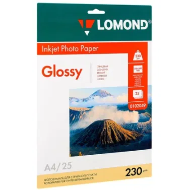 Фотобумага LOMOND А4 230г/м, 25 л, ГЛЯНЦЕВАЯ LOMOND Цена с НДС за упаковку 25 листов