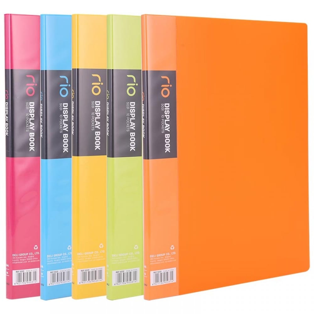 Папка с 10 вкладышами, формат A4, 9мм, 750мкм, цвета в ассортименте DELI Цена с НДС за 1 штуку