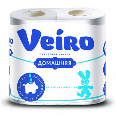 Бумага туалетная Veiro Домашняя двухслойная Veiro Цена с НДС за упаковку