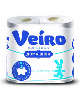 Бумага туалетная Veiro Домашняя двухслойная Veiro Цена с НДС за упаковку