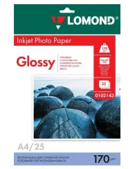 Фотобумага LOMOND А4 170 г/м, 25 л, глянцевая ОДНОСТОРОННЯЯ, РФ LOMOND Цена с НДС Фотобумага LOMOND А4 170 г/м, 25 л, глянцевая ОДНОСТОРОННЯЯ, РФ LOMOND Цена с НДС