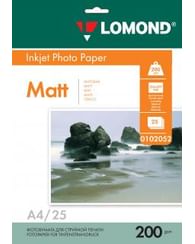 Фотобумага LOMOND А4 200г/м, 25 л, матовая ДВУСТОРОННЯЯ, РФ Цена с НДС Фотобумага LOMOND А4 200г/м, 25 л, матовая ДВУСТОРОННЯЯ, РФ Цена с НДС