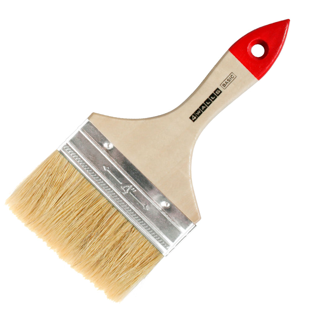 Кисть флейцевая, 100 мм, натуральная щетина, деревянная ручка, Basic 4Walls Цена с НДС за 1 штуку