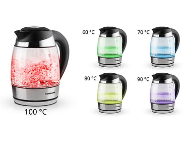 Чайник электрический AKL-241 (2200 Вт; 1,8 л; стекло; 60-70-80-90-100C; поддержание температуры; подсветка) NORMANN Цена с НДС за 1 штуку