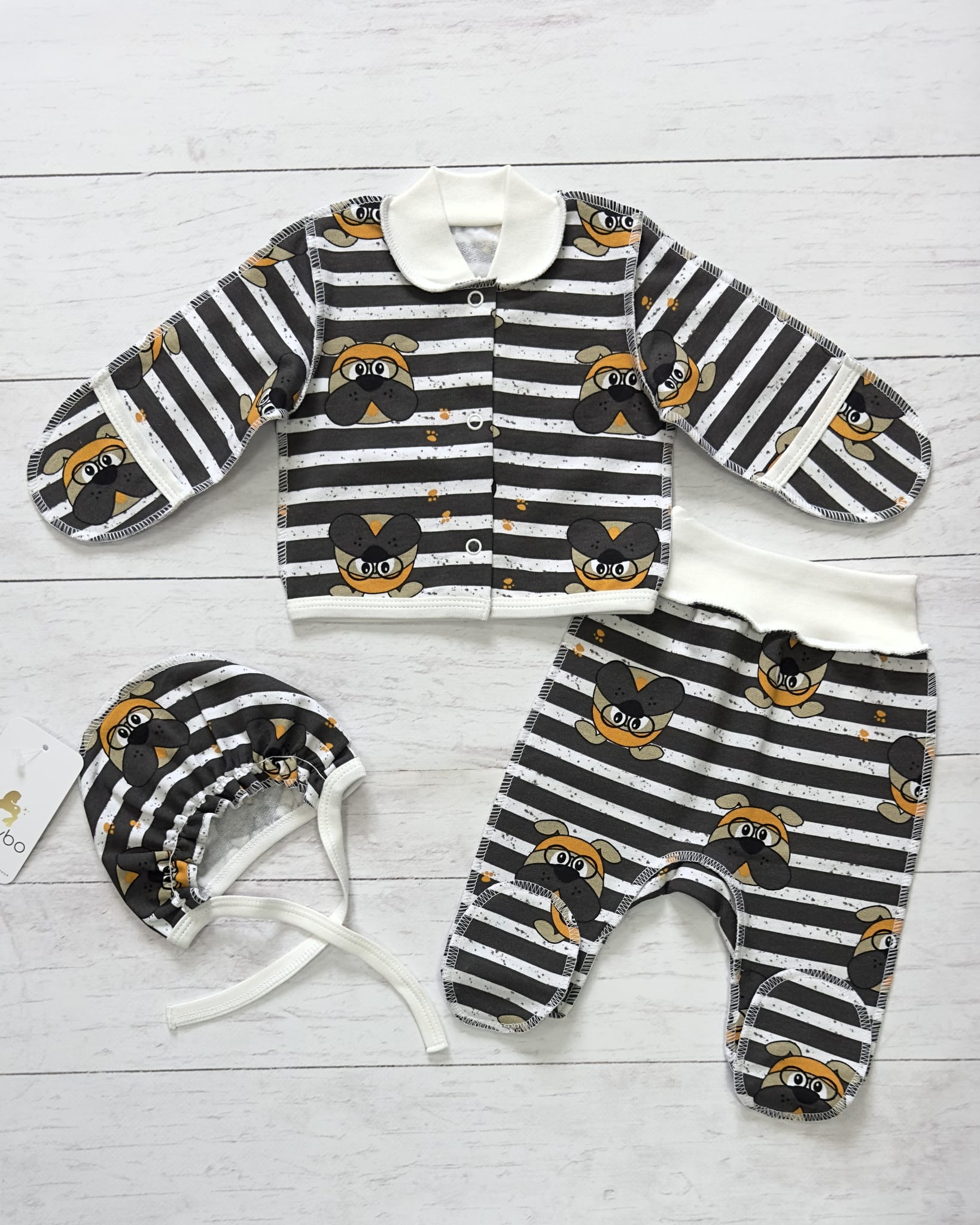 Комплект для новорожденного с НАЧЕСОМ, 3 пр. (р.56)