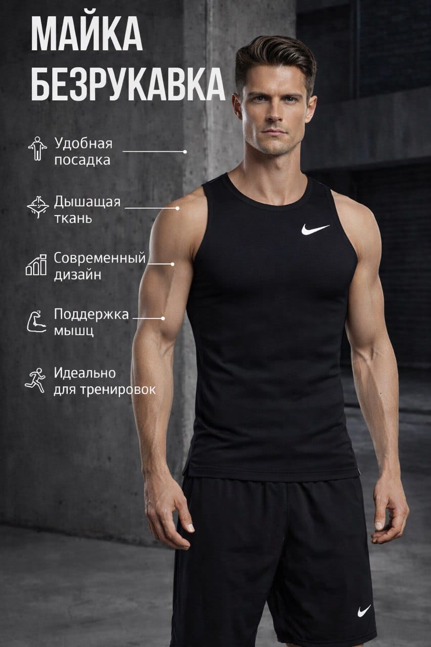 Майка без рукава черная Найк 703097-010