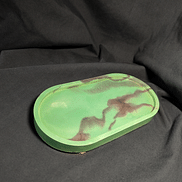 Подставка-подсвечник овальная Черно-зеленый мрамор