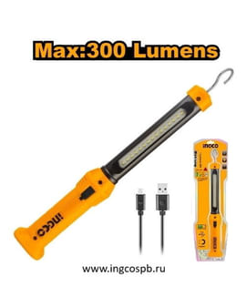 Переносная аккумуляторная лампа 300L USB type-C INGCO HWLI35261 Переносная аккумуляторная лампа 300L USB type-C INGCO HWLI35261