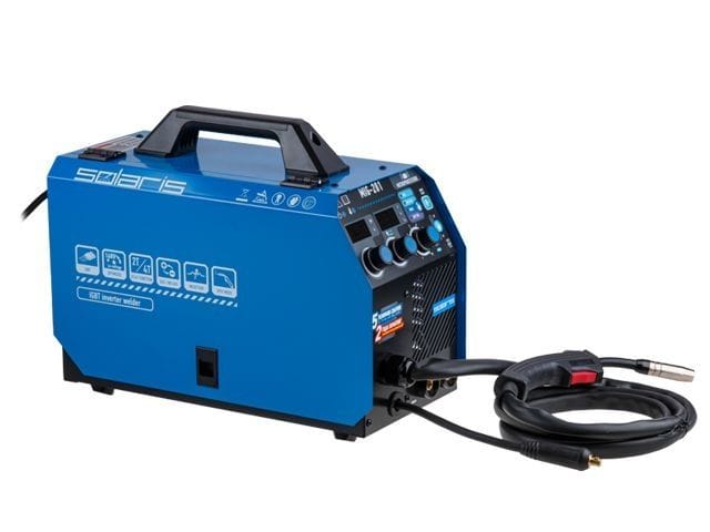 Полуавтомат сварочный MIG-201 (230В, MIG/SPOT/FLUX/MMA/TIG, встроенная горелка 2 м, смена полярности, 2T/4T, рег.индуктивн.) Solaris