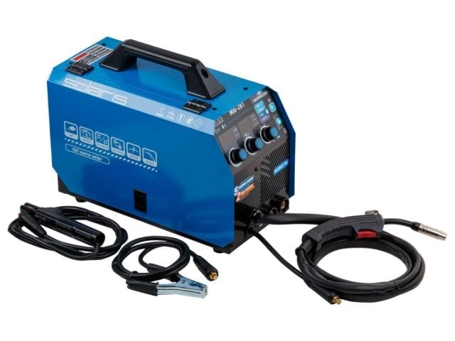 Полуавтомат сварочный MIG-201 (230В, MIG/SPOT/FLUX/MMA/TIG, встроенная горелка 2 м, смена полярности, 2T/4T, рег.индуктивн.) Solaris