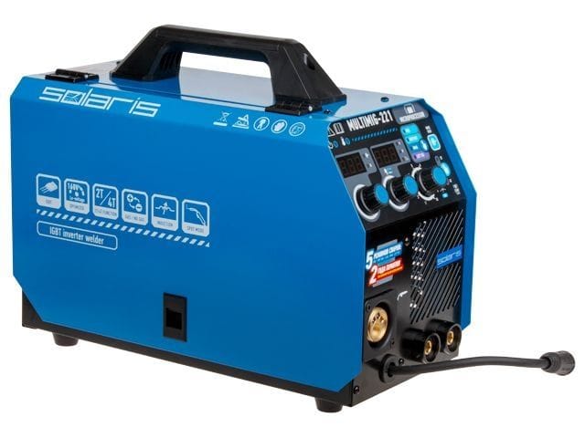 Полуавтомат сварочный MULTIMIG-221 (230В, MIG/SPOT/FLUX/MMA/TIG, евроразъем, горелка 3 м, смена полярности, 2T/4T, рег.индуктивн.) Solaris