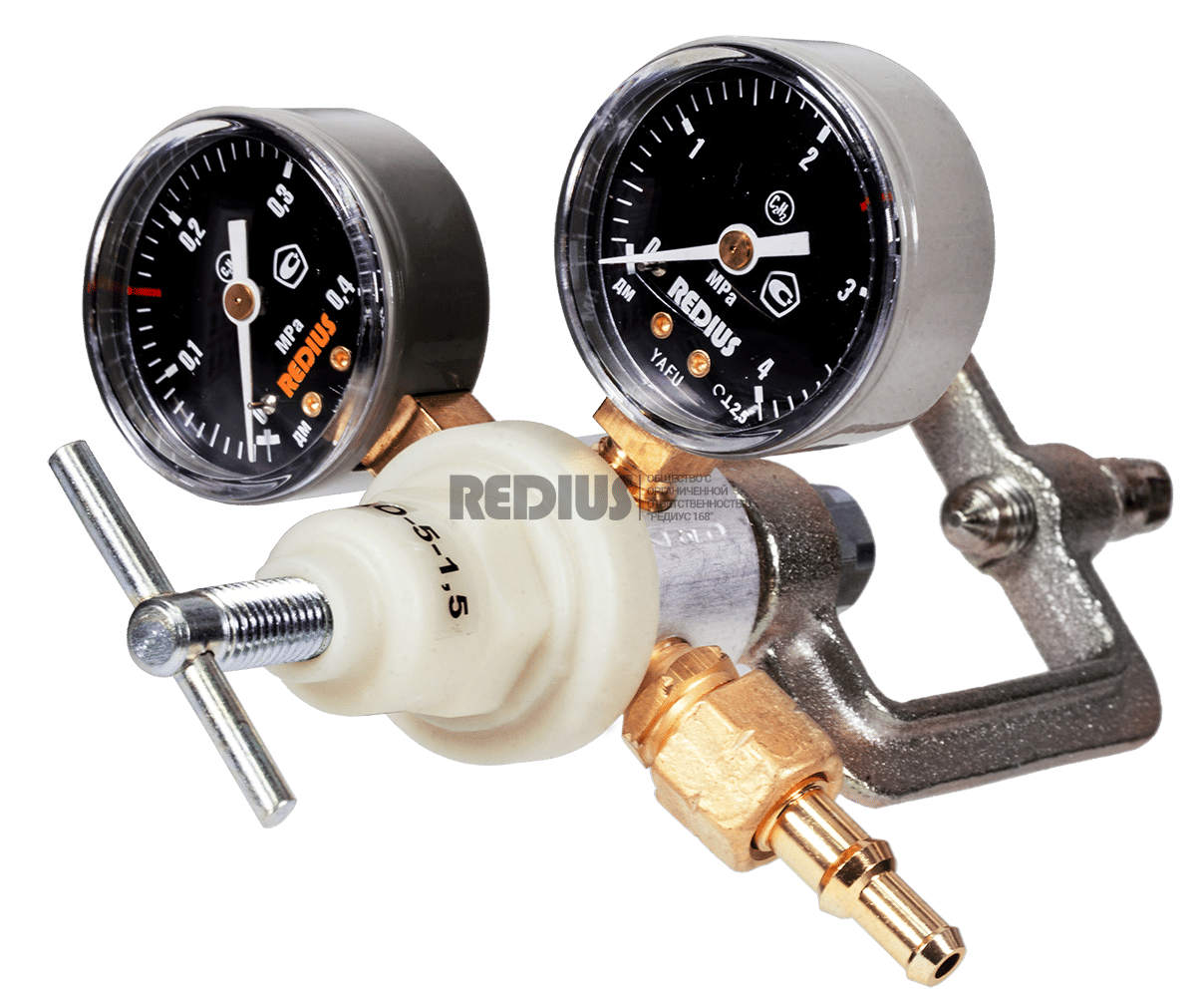 Редуктор ацетиленовый (давл 2,5/0,15 МПа, 5м3/ч, 6/9 мм) в коробке РЕДИУС