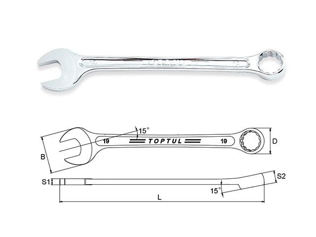 Ключ комбинированный 21мм 15° TOPTUL AAEX2121
