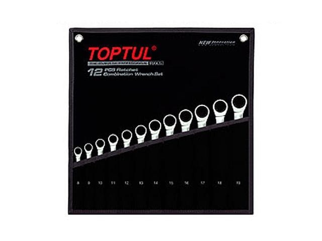Набор ключей комбинир. 8-19мм 12шт с трещоткой (черное полотно) TOPTUL GPAQ1202