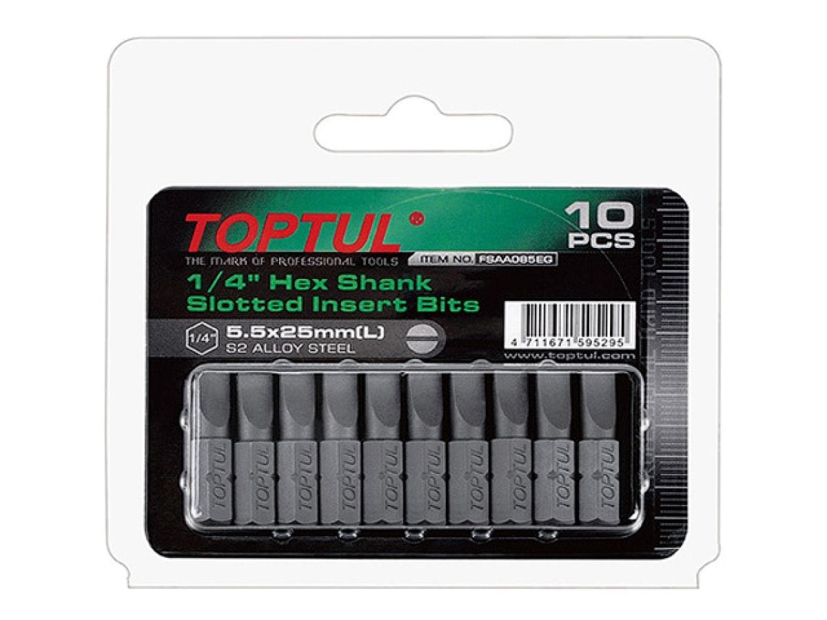 Насадка шлицевая 0,5х3,0х25мм 10шт блистер TOPTUL FSAA0803G