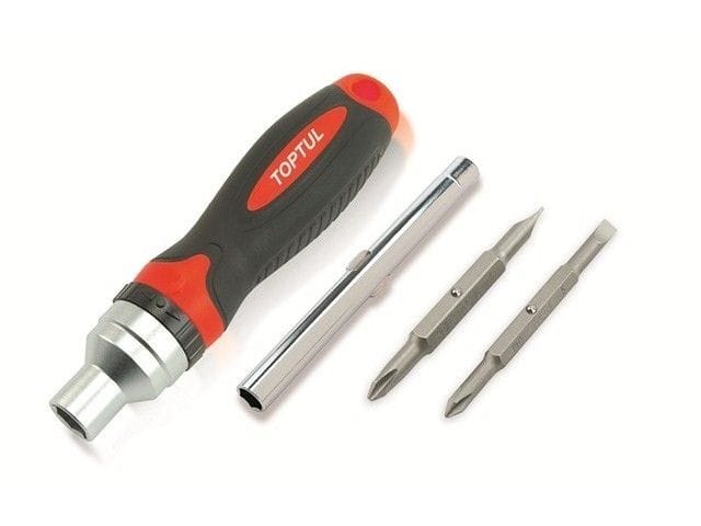 Отвертка реверсивная + удлинитель, биты 7в1. TOPTUL GAAR0402