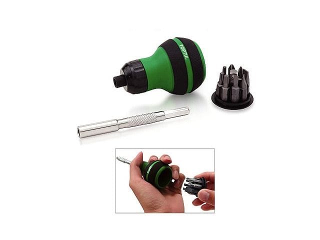 Отвертка реверсивная "бочка" + биты + удлиннитель 9в1. TOPTUL GAAR1101