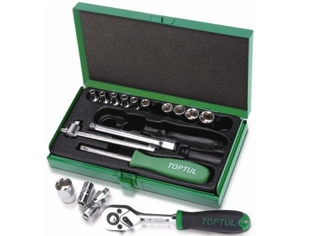 Набор головок 1/4" 4-13мм 17предм. 6гр. метал.кейс TOPTUL GCAD1702