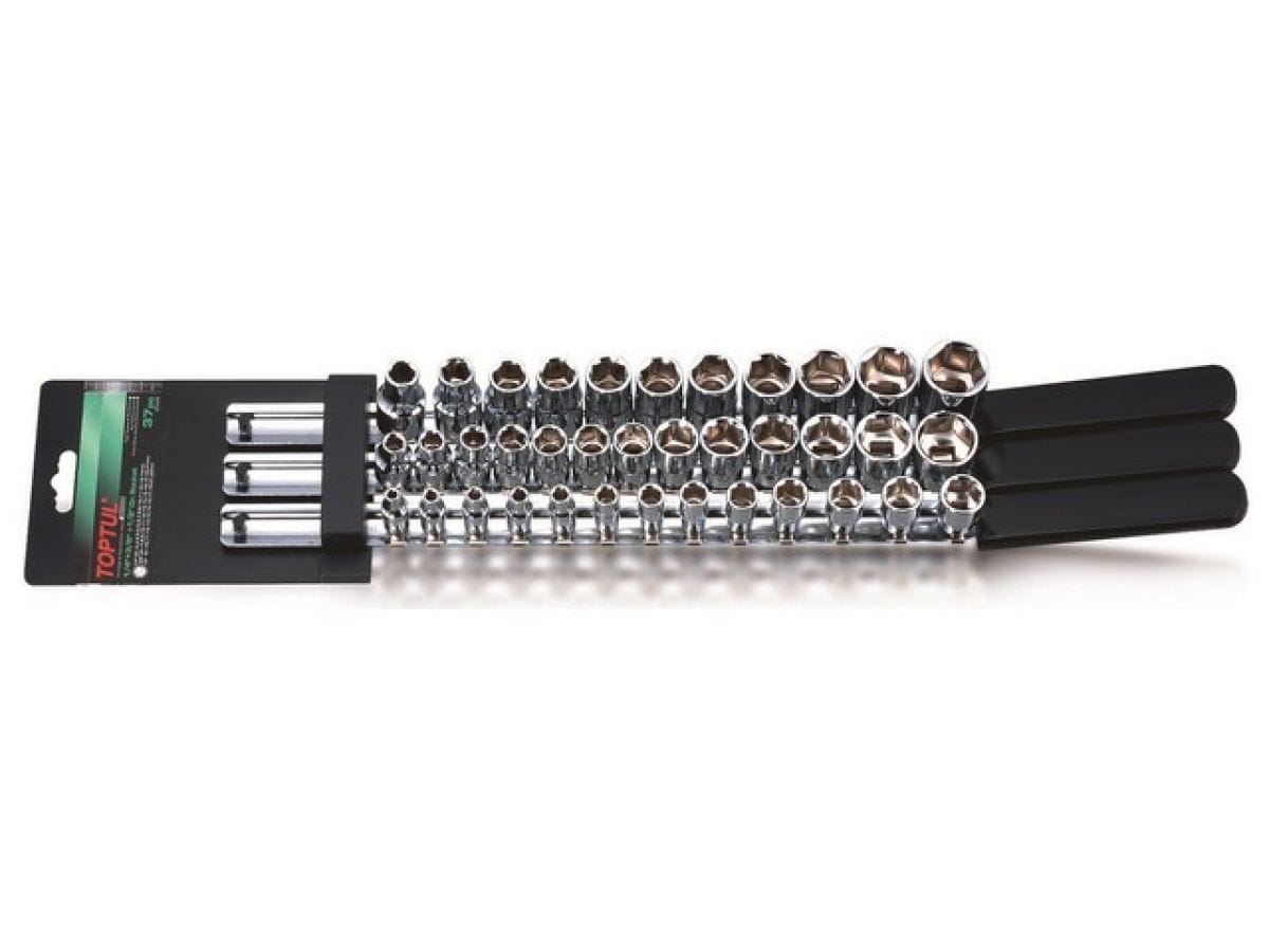 Набор головок 1/4", 3/8", 1/2" 4-22мм 6гр. 37предм. на подвесе TOPTUL GAAQ3702