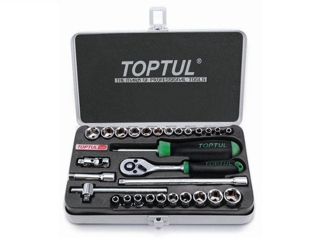 Набор головок 1/4" 4-14мм 3/16"-9/16" 29предм. 6гр. метал.кейс TOPTUL GCAD2902