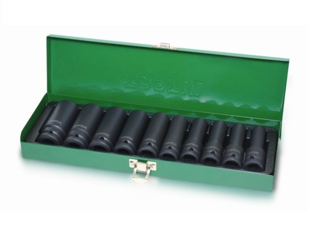 Набор головок ударн. 1/2" 10-24мм 6гр. 10шт. глубокие TOPTUL GDAD1002