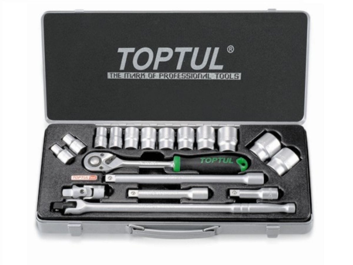 Набор головок 1/2" 10-32мм 18предм. 6гр. метал.кейс TOPTUL GCAD1802