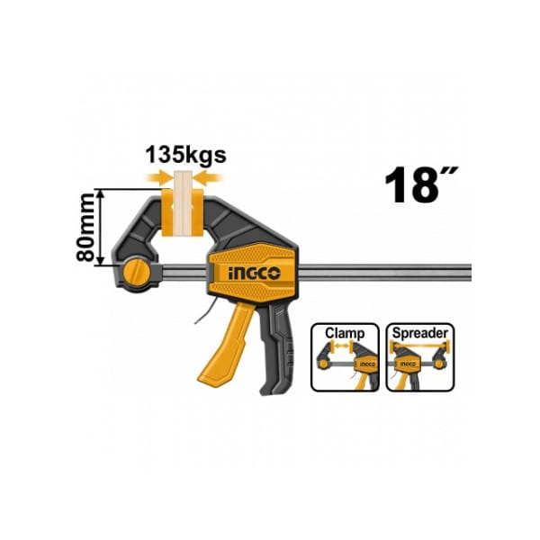 Быстрозажимная струбцина 80х450 мм INDUSTRIAL INGCO HQBC18801
