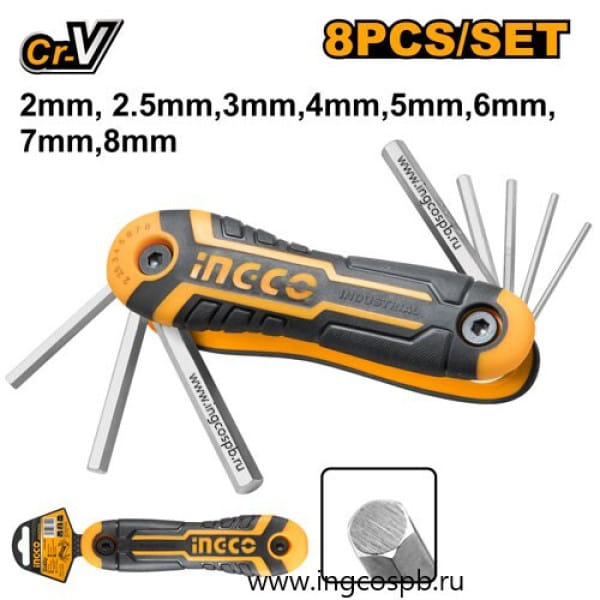 Набор шестигранников HEX 2-8 мм INDUSTRIAL INGCO HHK14081