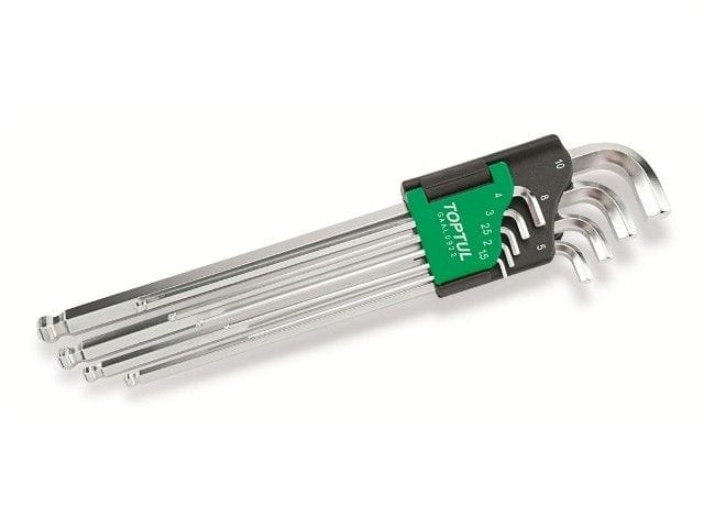 Набор ключей шестигр. 1,5-10мм 9шт экстра-длин.с шар. TOPTUL GAAL0922