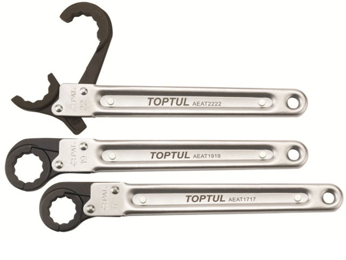 Ключ накидной запирающийся с псевдотрещоткой 19мм TOPTUL AEAT1919
