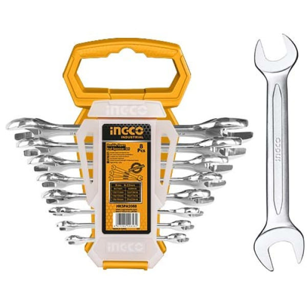 Набор двусторонних рожковых ключей 6-22 мм 8 пред. INDUSTRIAL INGCO HKSPA2088