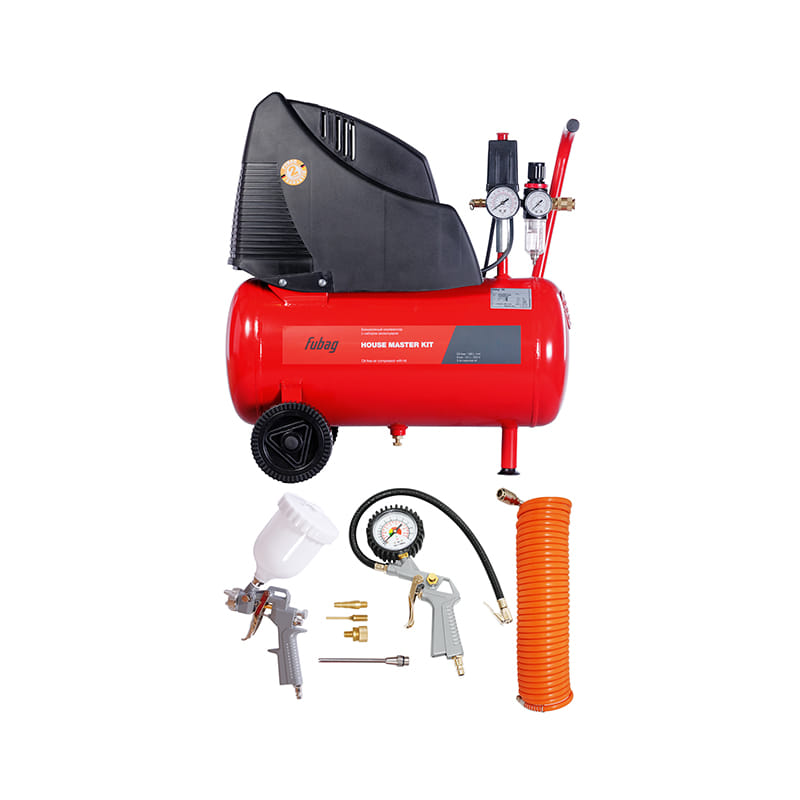Компрессор безмасляный коаксиальный HOUSE MASTER KIT ( + 5 предметов) Fubag
