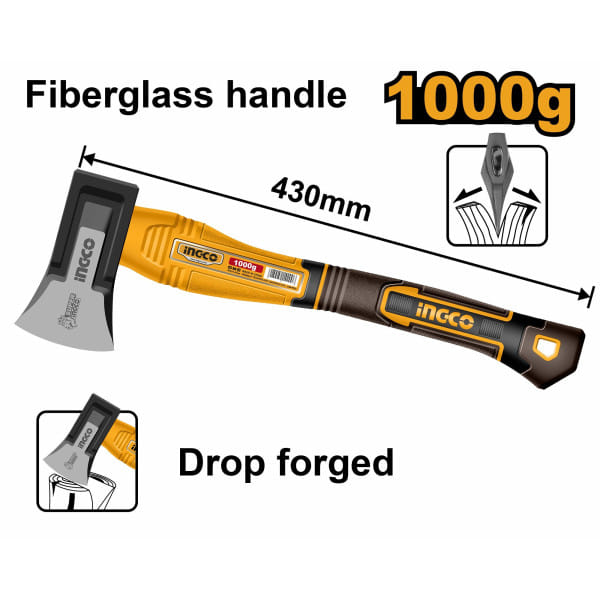 Топор-колун с фибергласовой рукояткой 1000 гр. SUPER INGCO HAX0811000F