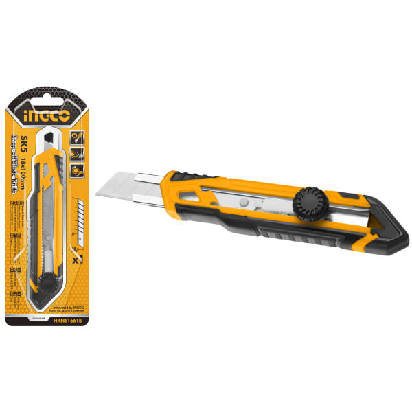 Нож канцелярский с фиксатором 18х175 мм INGCO HKNS16618