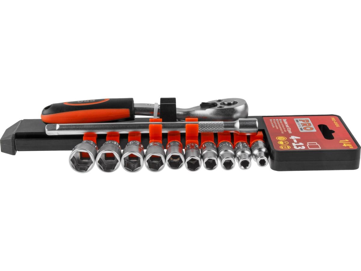 Набор головок 1/4" 4-13мм 12предм. (пласт. подвес, 6 граней) PRO STARTUL PRO-41414