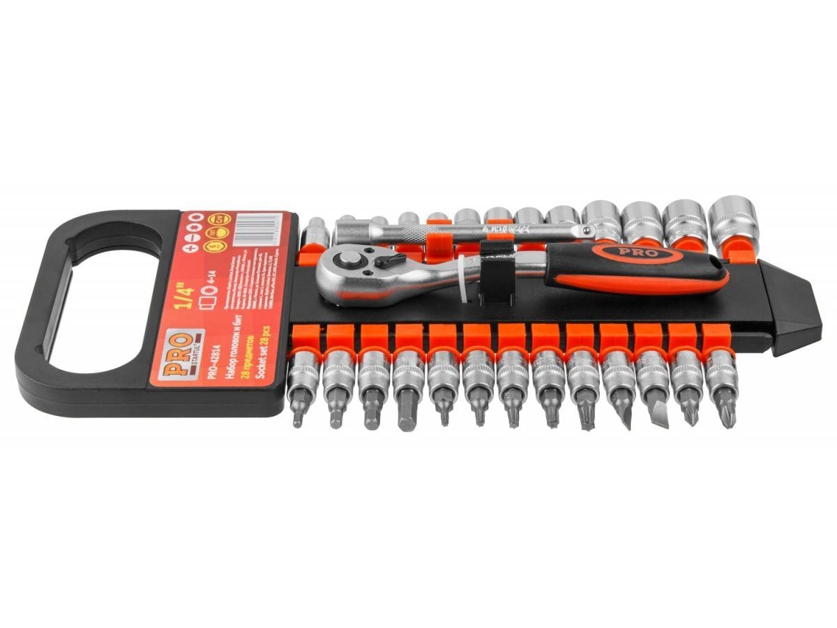 Набор головок и бит 28пр. 1/4" (6 граней) PRO STARTUL PRO-42814