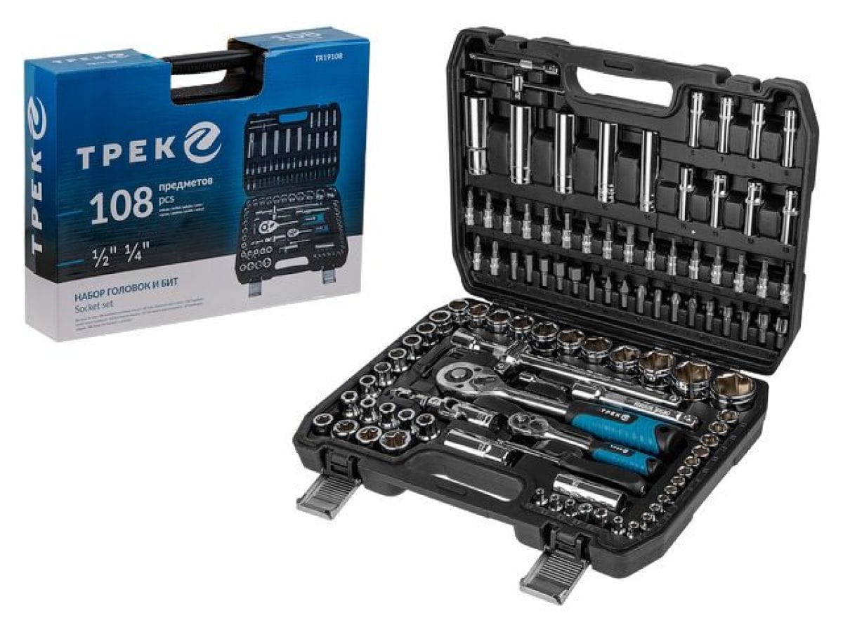 Набор головок и бит 108пр. (1/4", 1/2", 6 граней) ТРЕК TR19108