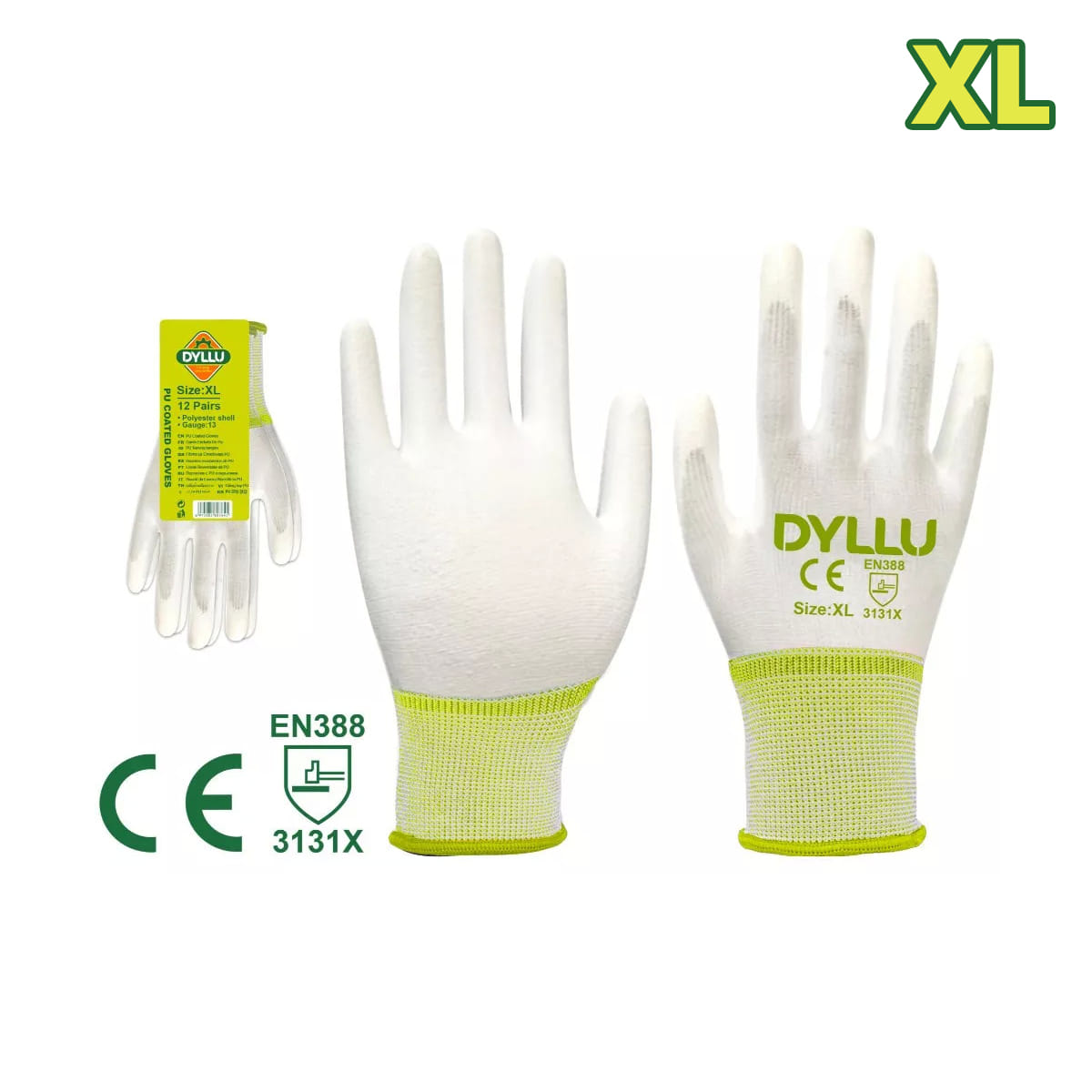 Перчатки защитные рабочие с полиуретановым покрытием XL DTPG1801 DYLLU